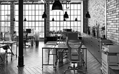 Commercial office building converted to residential property with specialist development finance black and white image
