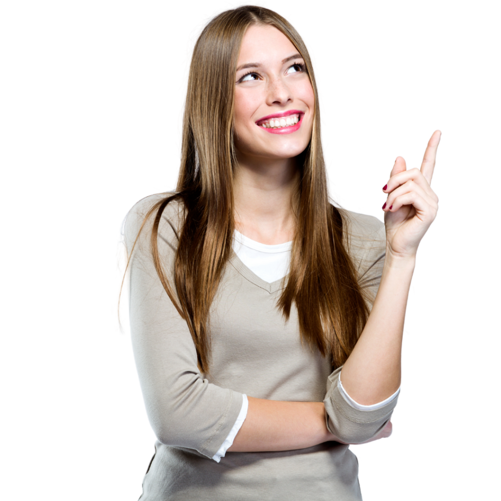 Woman pointing to Contact Catalyst Property Finance