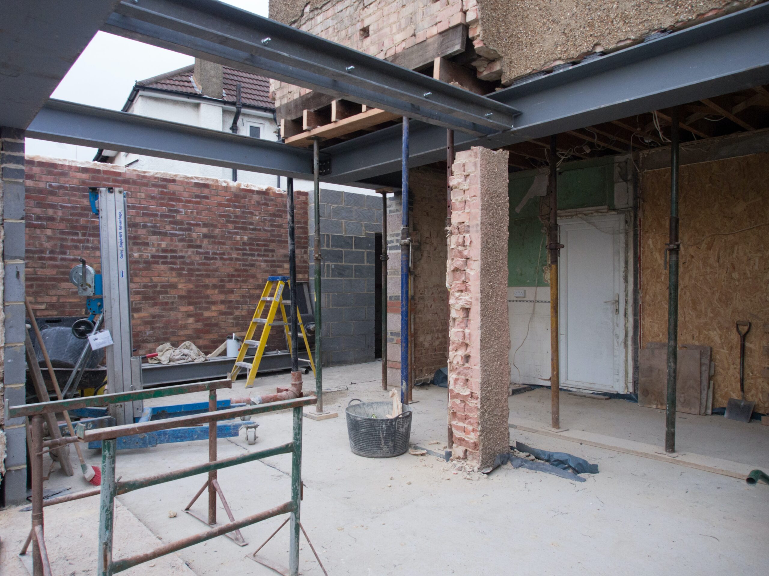 Residential property undergoing heavy structural conversion with steel RSJ beams – complex HMO conversion finance by Catalyst Property Finance