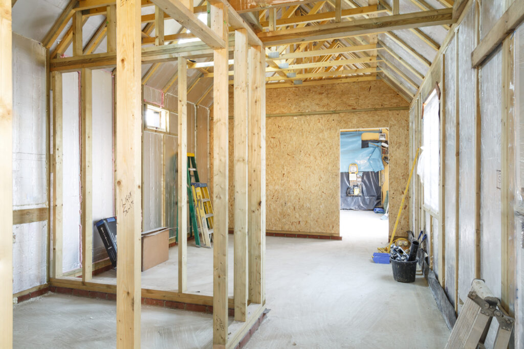 Timber frame house under constructuion