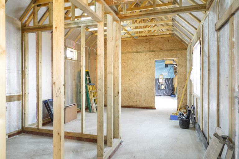 Timber frame house under constructuion